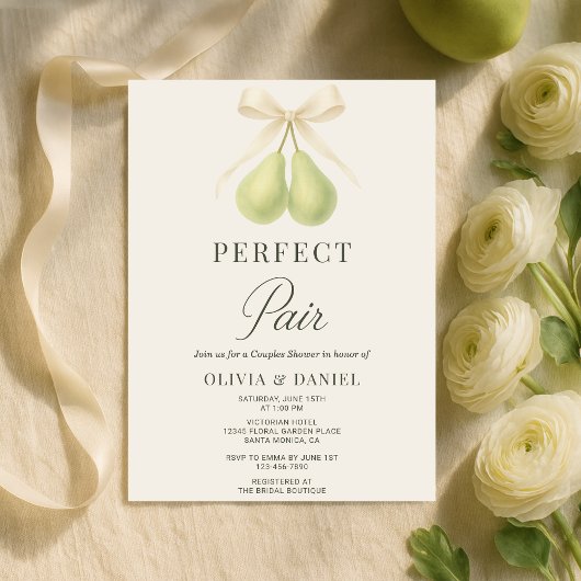 Perfect Pair Coquette Bow Couples Shower Kaart