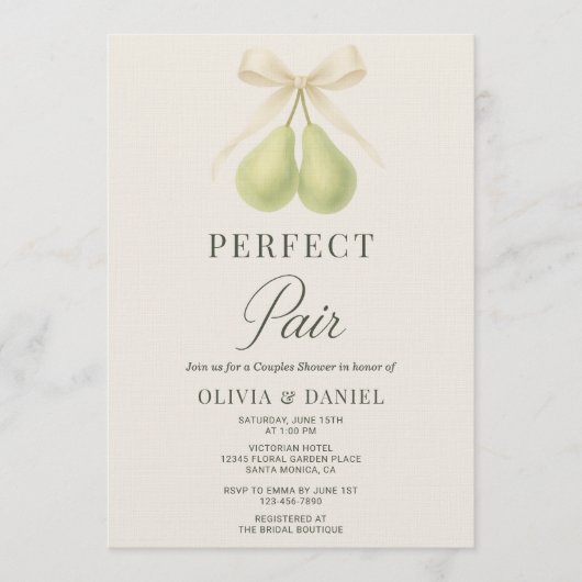 Perfect Pair Coquette Bow Couples Shower Kaart (Voorkant)