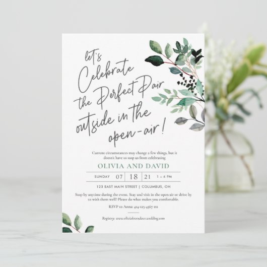 Perfect Pair Couples Douche Uitnodiging - Groen (Staand voorkant)