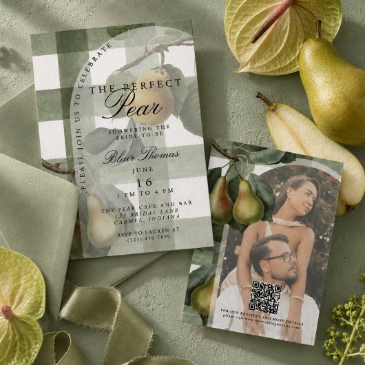 Perfect Pair Gingham Vintage Parel Bruidsdouche Kaart