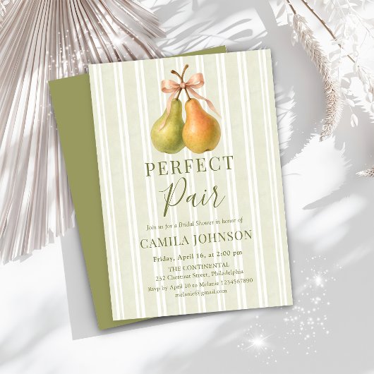 Perfect Pair Groen Peer Bruiloft Uitnodiging
