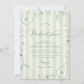 Perfect Pair Groene Strepen Pear Vrijgezellenfeest Kaart (Voorkant)