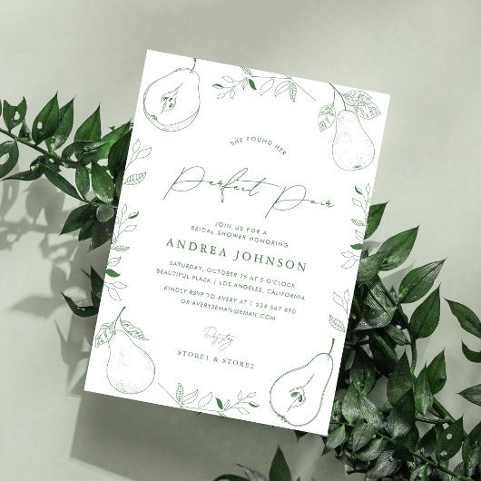 Perfect Pair Hand Drawn Pear Theme Vrijgezellenfee Kaart