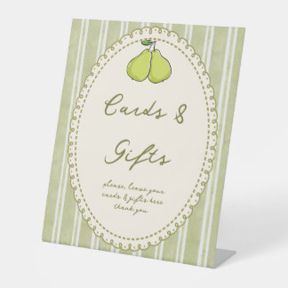 Perfect pair pear bridal shower gift table sign reclamebord met voetstuk