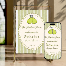 Perfect pair pear bridal shower welcome sign poster
