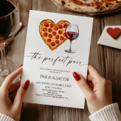 Perfect Pair Pizza Wijn Wedding Engagement Party Kaart