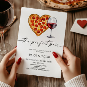 Perfect Pair Pizza Wijn Wedding Engagement Party Kaart