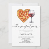 Perfect Pair Pizza Wijn Wedding Engagement Party Kaart (Voorkant)