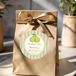 Perfect pair sage green pear bridal shower favor ronde sticker