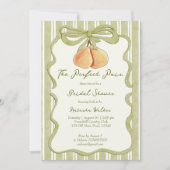 Perfect pair sage green stripe pear bridal shower kaart (Voorkant)