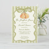 Perfect pair sage green stripe pear bridal shower kaart (Staand voorkant)