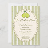 Perfect pair sage green stripe pear bridal shower kaart (Voorkant)