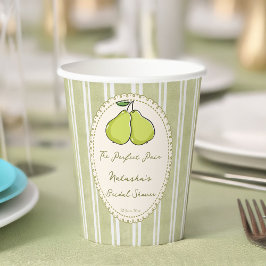 Perfect pair sage green stripe pear bridal shower papieren bekers
