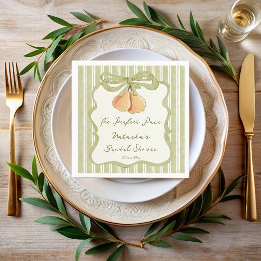 Perfect pair sage green stripe pear bridal shower servet