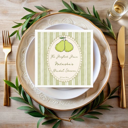 Perfect pair sage green stripe pear bridal shower servet