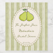 Perfect pair sage green stripe pear bridal shower wijn etiket (Enkel label)