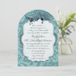 Perfect Pair Sea Blue Damast Pauw Elegantie Kaart