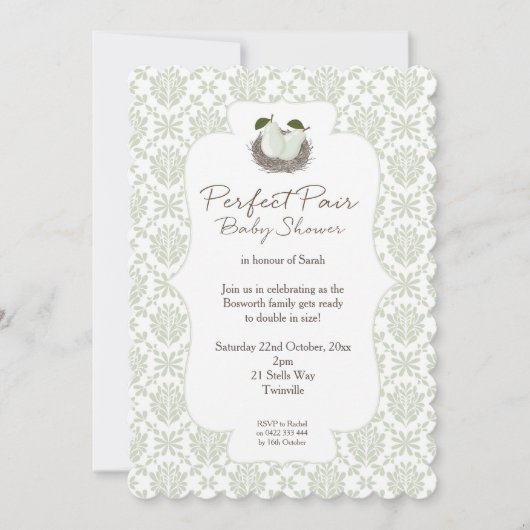 Perfect Pair Twin Baby shower Uitnodiging (Voorkant)