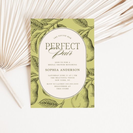 Perfect Pair Vintage Pear Bridal Shower Kaart