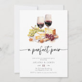 Perfect Pair Waterverf Wijnkaas Verloving Kaart (Voorkant)