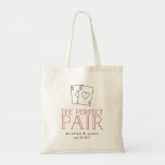 Perfect Pair Wedding Tote Bag<br><div class="desc">Onze leuke canvas tassen zijn perfect voor pokerliefhebbers of casino-deelnemers,  repetitieve diners en bruiloften,  ze hebben een paar oten (met als voorkaart het 'Ace of Hearts',  natuurlijk!) en 'A Perfect Pair' in donkerrode,  handgeschreven stijl typografie. Maak je gratis persoonlijk met de namen van het paar en de trouwdatum.</div>