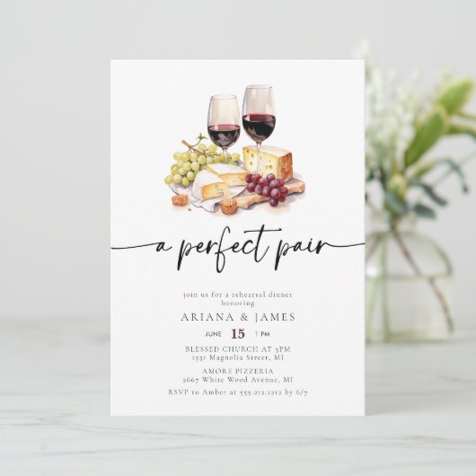 Perfect Pair Wijnkaas repetitie diner Kaart (Staand voorkant)