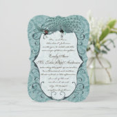 Perfect Pair Zee Blue Damask Peacock Elegance Kaart (Staand voorkant)