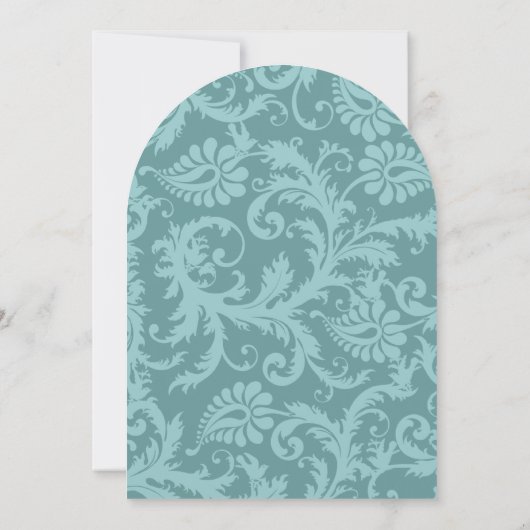 Perfect Pair Zee Blue Damask Peacock Elegance Kaart (Achterkant)