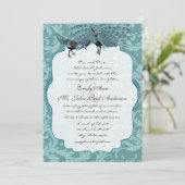 Perfect Pair Zee Blue Damask Peacock Elegance Kaart (Staand voorkant)