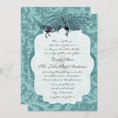 Perfect Pair Zee Blue Damask Peacock Elegance Kaart (Voorkant / Achterkant)