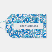 Perfect Paisley Blauw Handtekening  Cadeaulabel (Achterkant Horizontaal)