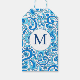 Perfect Paisley Blauw Handtekening  Cadeaulabel