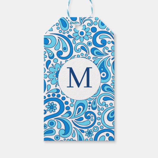 Perfect Paisley Blauw Handtekening  Cadeaulabel (Voorkant)