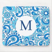 Perfect Paisley Blue Monogram Muismat (Voorkant)