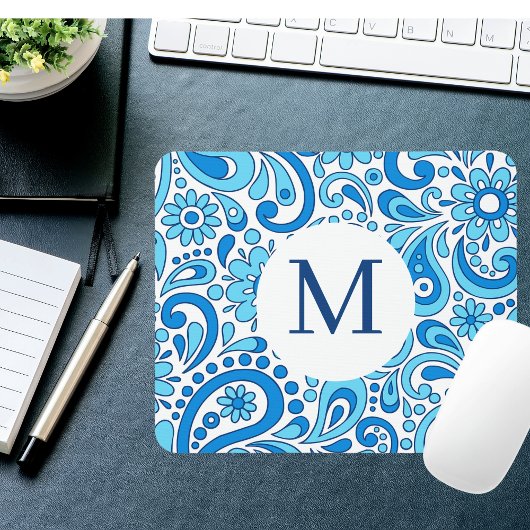 Perfect Paisley Blue Monogram Muismat