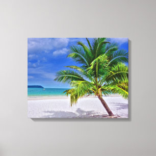 Perfect palm Tree Tropical Island Beach Canvas Afdruk