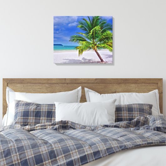 Perfect palm Tree Tropical Island Beach Canvas Afdruk (Insitu (Slaapkamer))