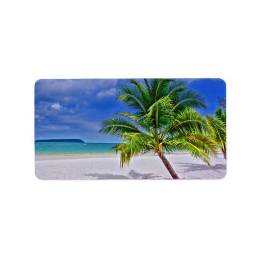 Perfect palm Tree Tropical Island Beach Etiket (Voorkant)