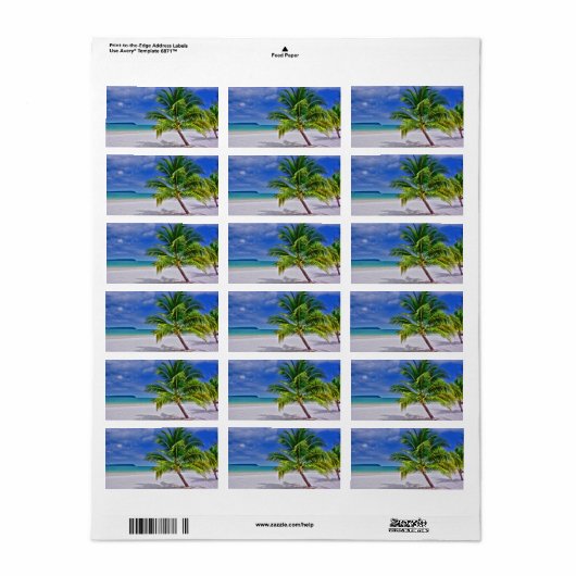 Perfect palm Tree Tropical Island Beach Etiket (Full Sheet)
