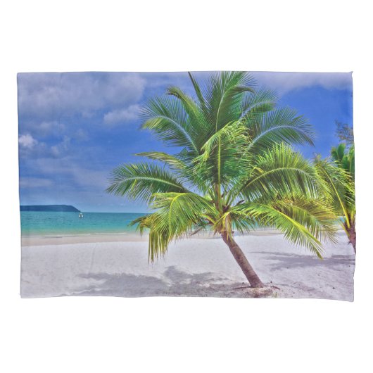 Perfect palm Tree Tropical Island Beach Kussensloop (Voorkant)