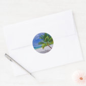 Perfect palm Tree Tropical Island Beach Ronde Sticker (Envelop)