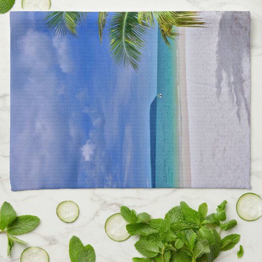 Perfect palm Tree Tropical Island Beach Theedoek (Gevouwen)