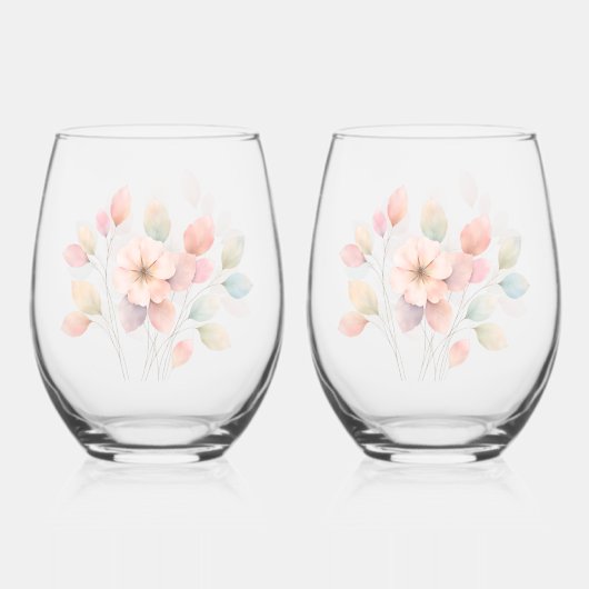 Perfect Pastel Florals Wijnglas Zonder Voet (Voorkant)