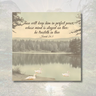 Perfect Peace Isaiah 26:3 Vintage Lake Scene Canvas Afdruk