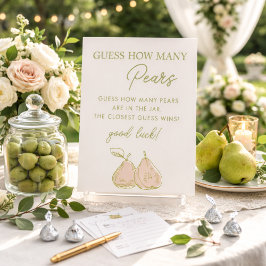Perfect Pear Bridal Shower Guess How Many Pears Reclamebord Met Voetstuk