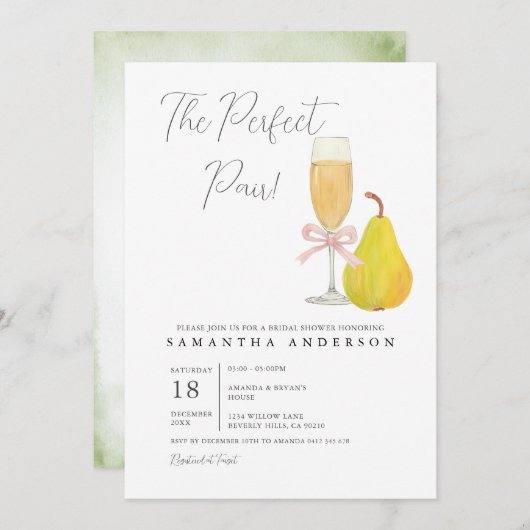 Perfect Pear Bruids Douche Uitnodiging (Voorkant / Achterkant)
