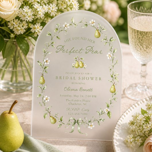 Perfect Pear Bruiloftsfeest Acryl Uitnodiging