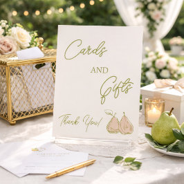 Perfect Pear Bruiloftsuitnodiging Kaarten en Cadea Reclamebord Met Voetstuk