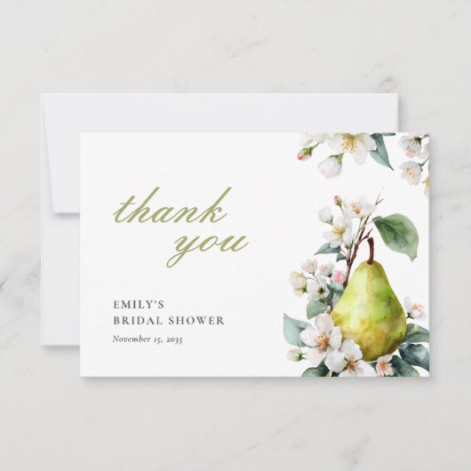 Perfect Pear Floral Vrijgezellenfeest Bedankkaart (Voorkant)