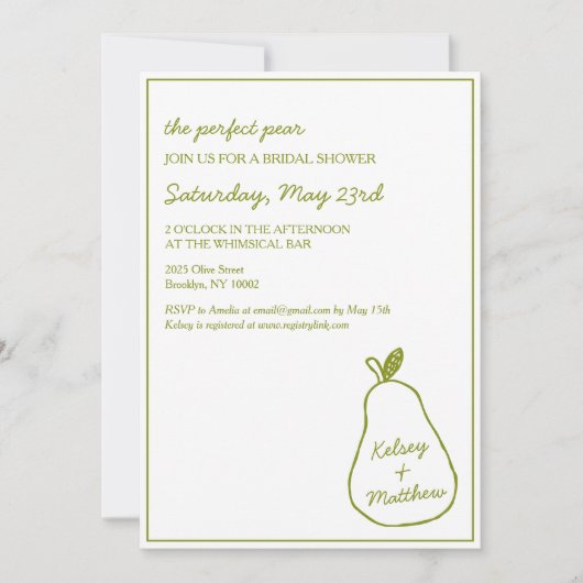 "Perfect Pear" grillig handgetekende Vrijgezellenf Kaart (Voorkant)